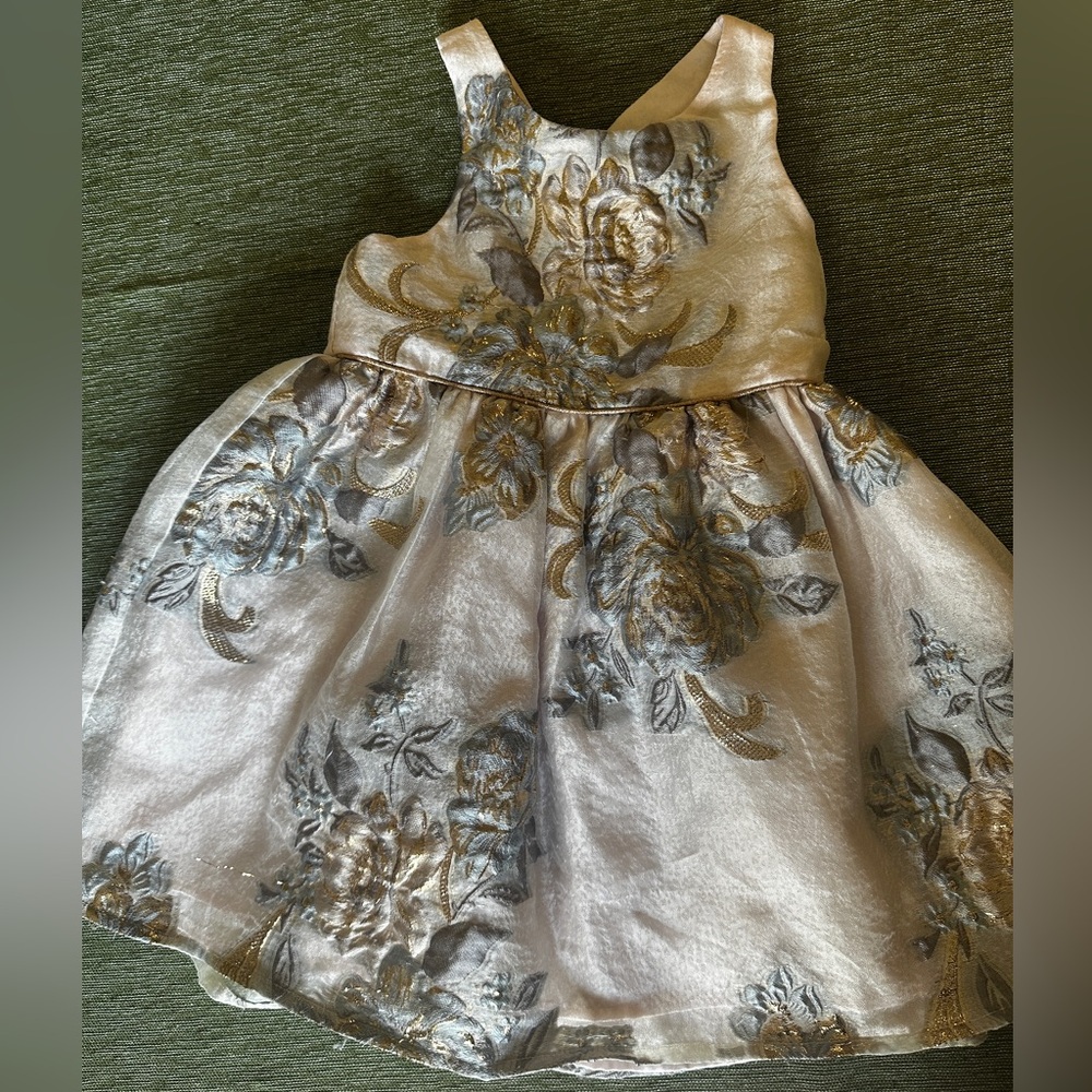 PINK Victoria's Secret Gold and Gray Floral Kids Dress